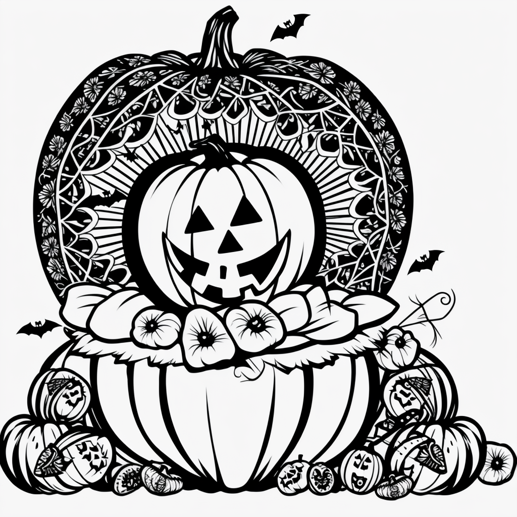 Halloween Pumpkin Line Art for Coloring Fun
