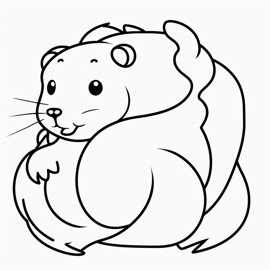 Hamster Cartoon Line Art for Coloring Book Fun