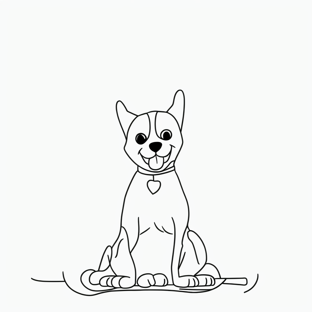 Coloring Fun: Happy Puppy with Bone Line Art
