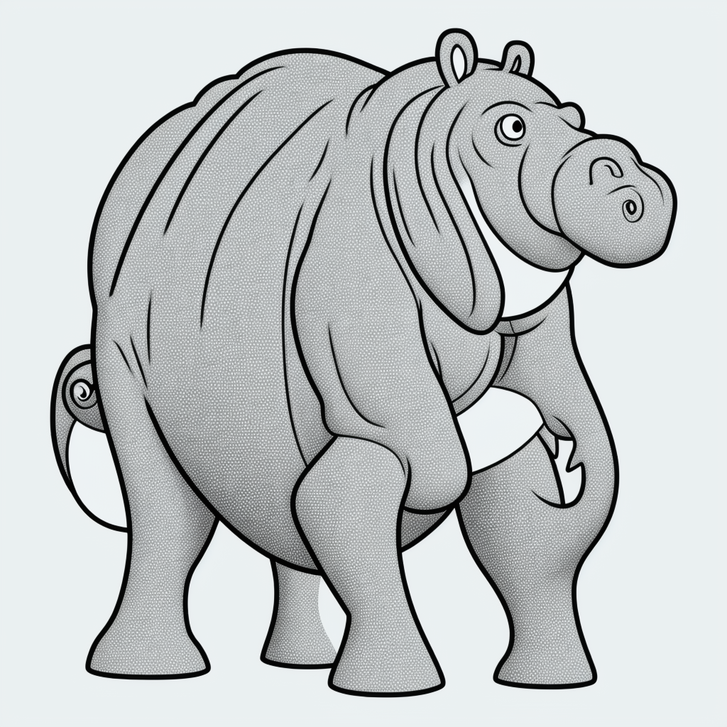 Create Adorable Hippopotamus Line Art for Coloring Fun
