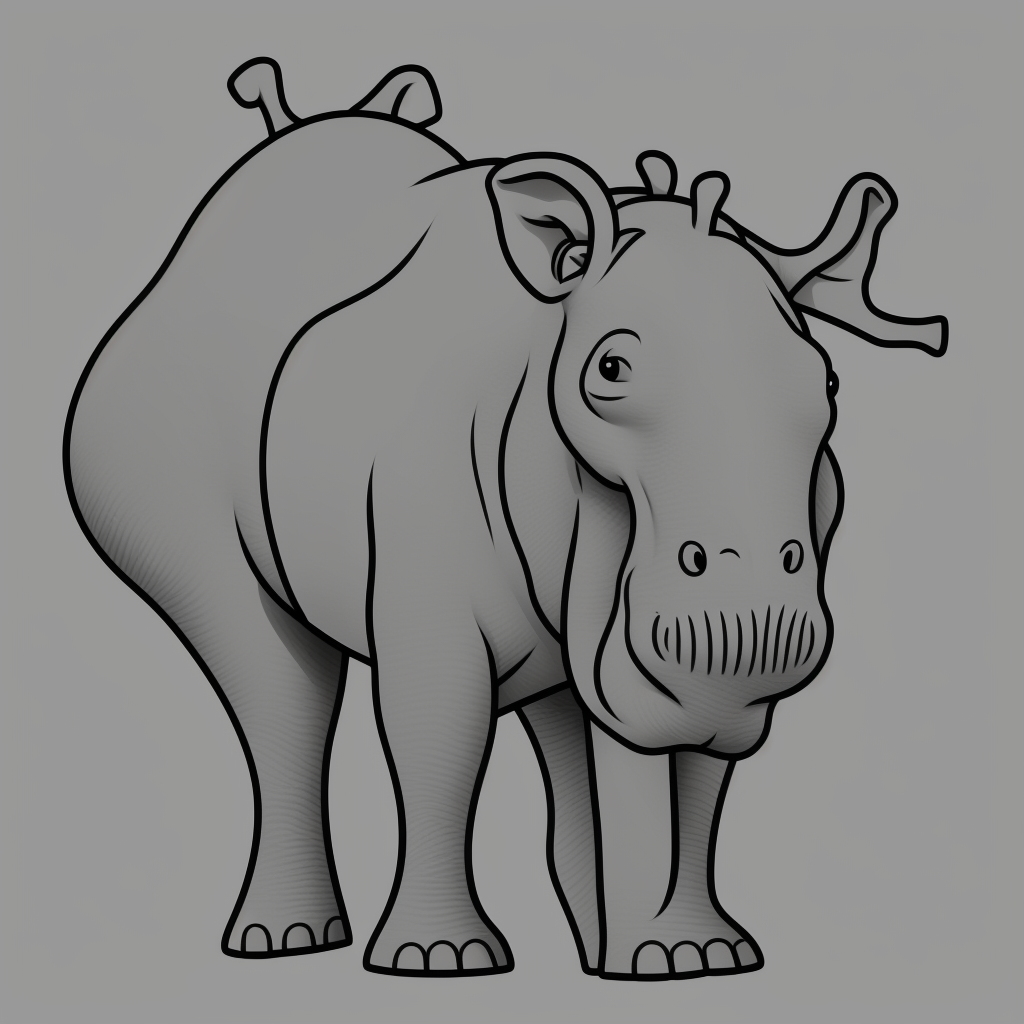 Discover Simple Hippopotamus Line Art for Coloring Fun