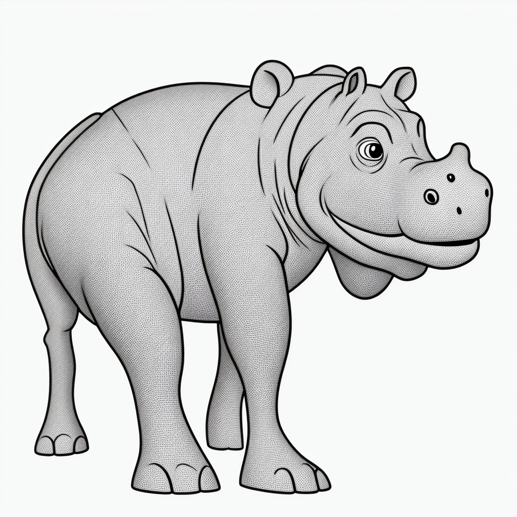 Explore Hippopotamus Cartoon Line Art for Coloring