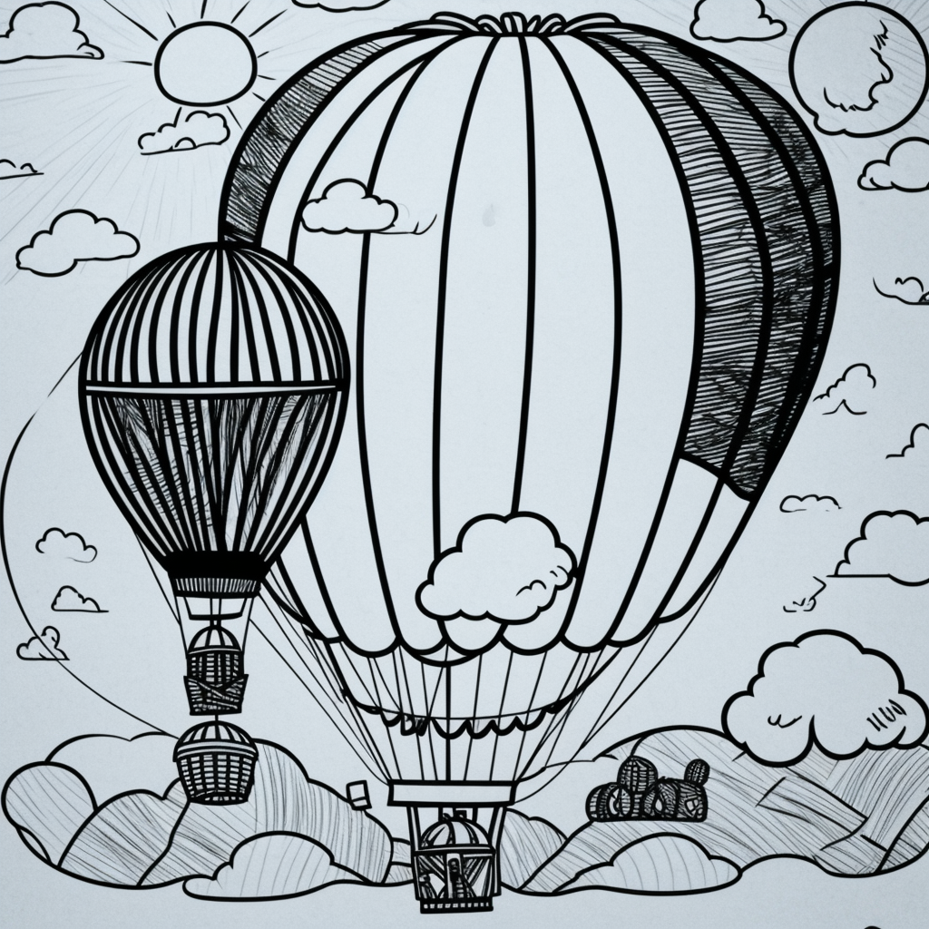 Explore Hot Air Balloon Cartoon Outlines for Coloring Fun