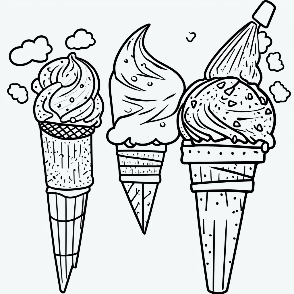 Explore Fun Ice Cream Cone Cartoon Coloring Pages