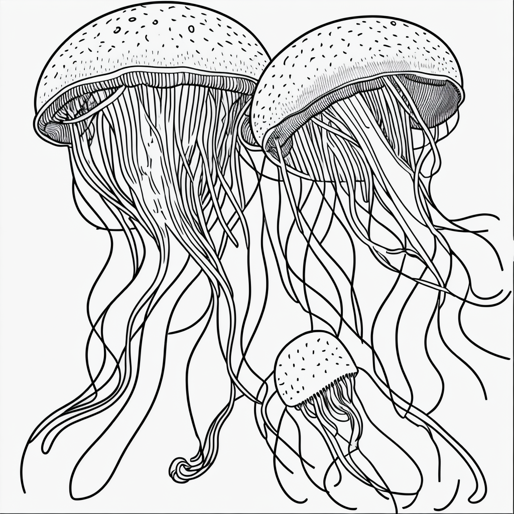 Explore Jellyfish Cartoon Line Art for Coloring Fun