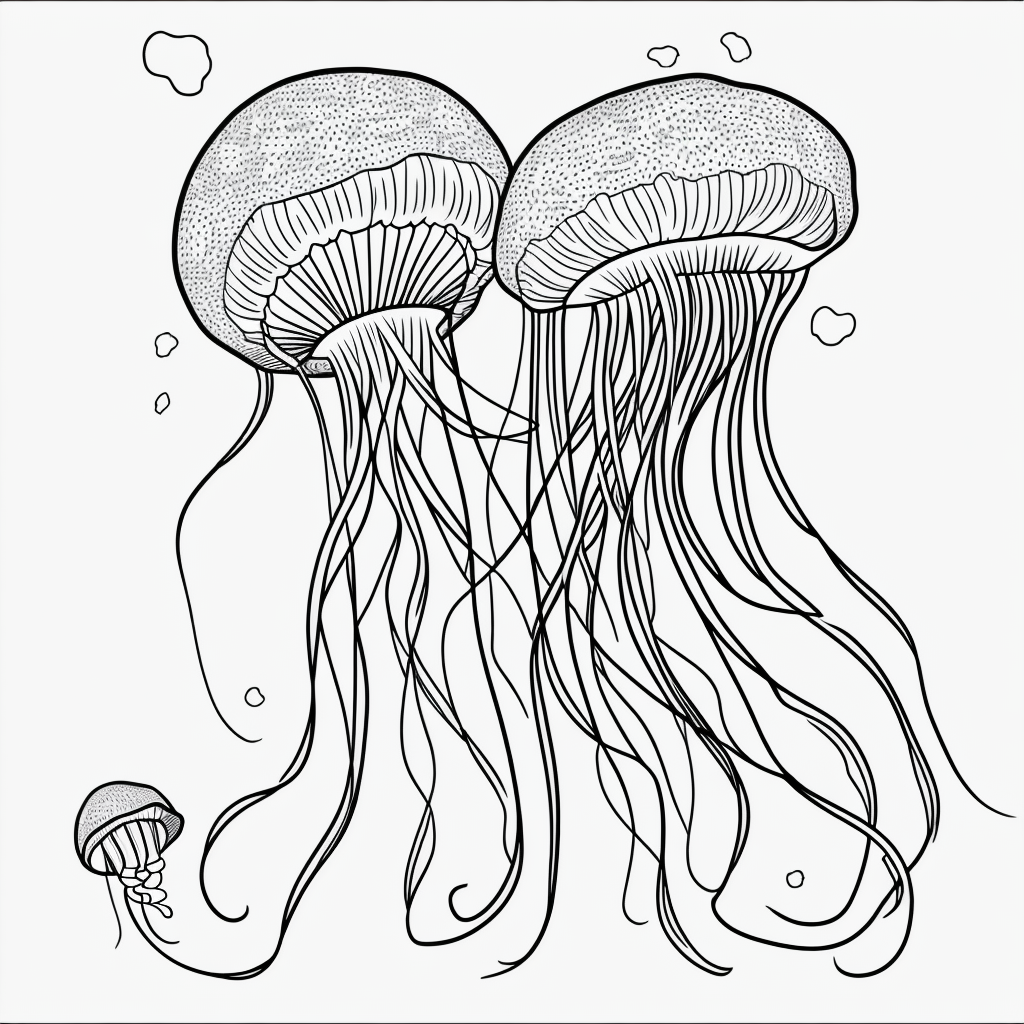 Explore Jellyfish Cartoon: Line Art for Coloring Fun