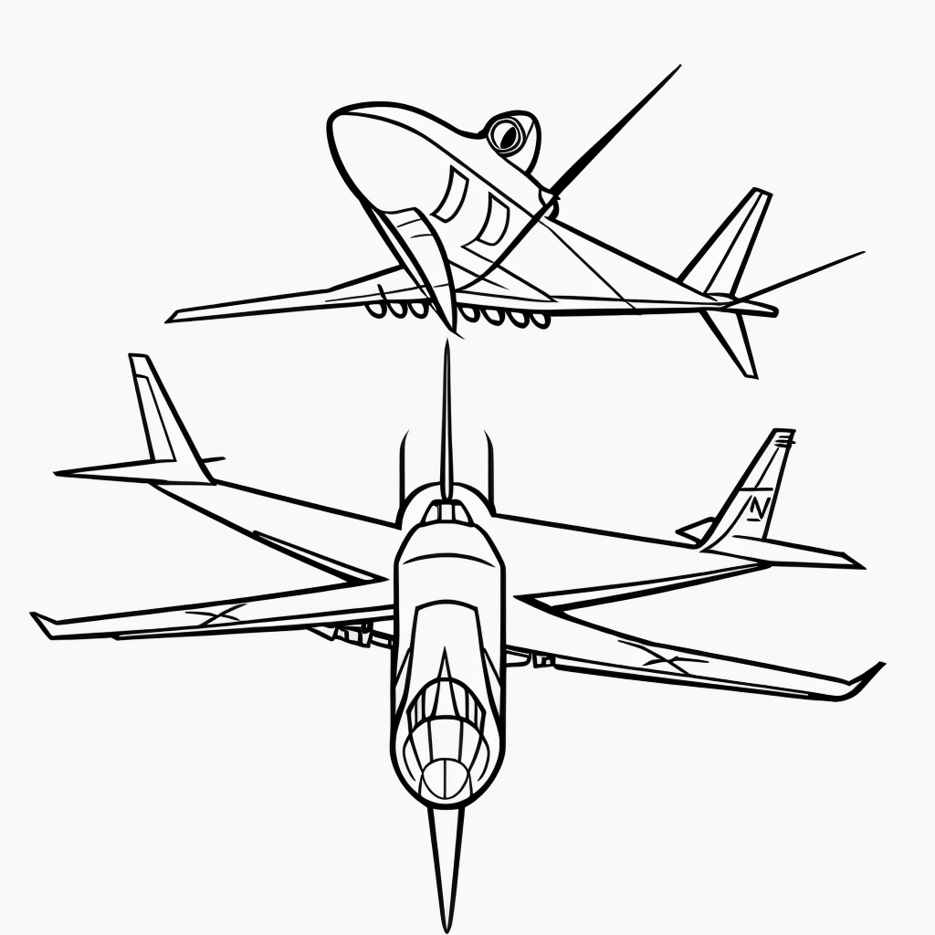 Jet Airplane Cartoon Line Art for Coloring Fun