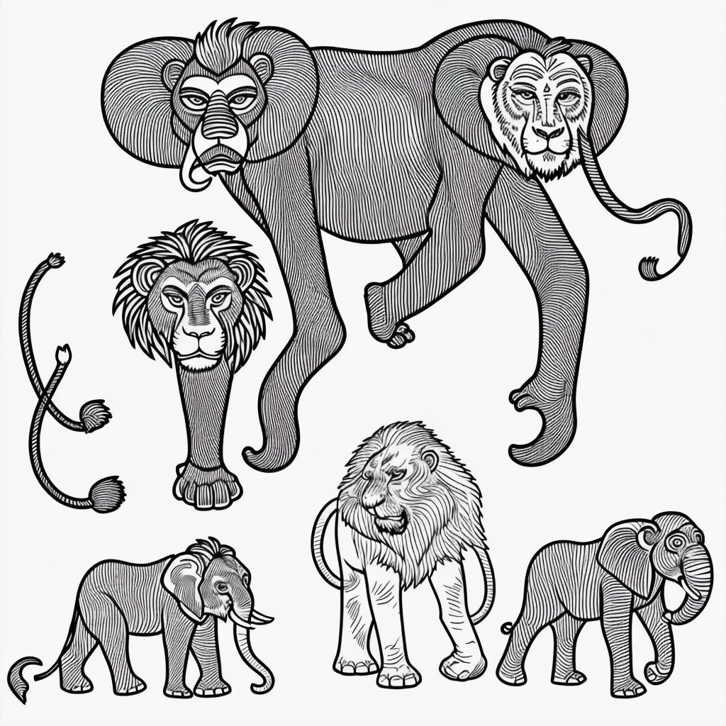 Jungle Animal Line Art: Color Your Favorite Creatures