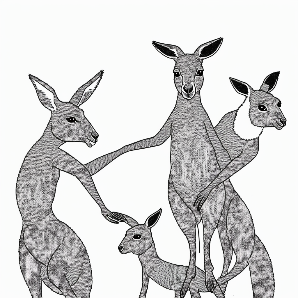 Kangaroo and Joey Line Art for Coloring Fun