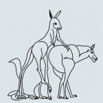 Simple black and white kangaroo cartoon line art with clean outlines, perfect for coloring book enthusiasts seeking creative expression.