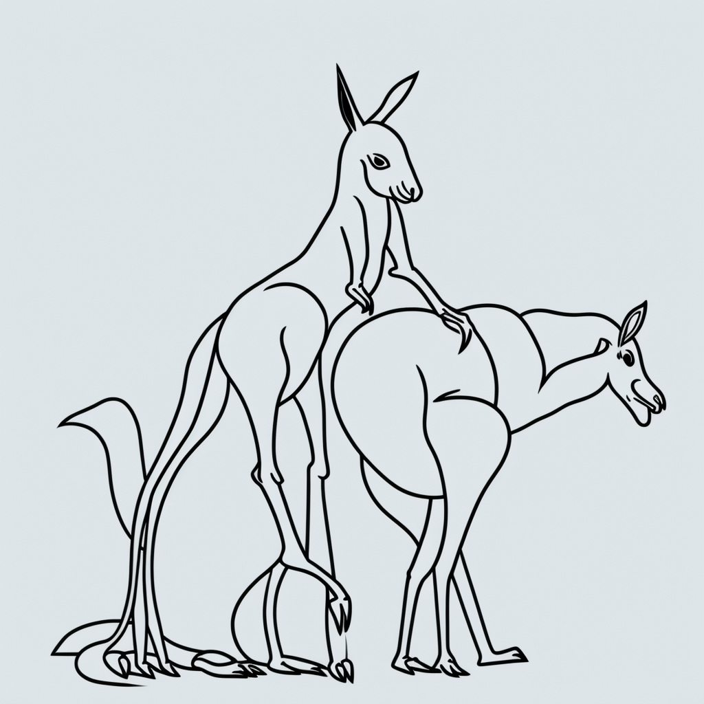 Kangaroo Cartoon Line Art for Coloring Fun