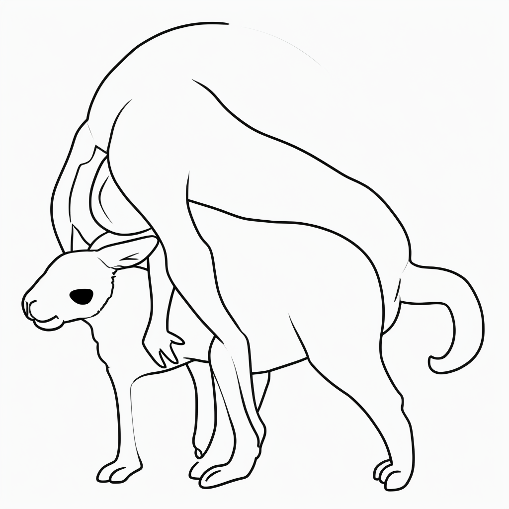 Printable Kangaroo Line Art Coloring Page with Baby