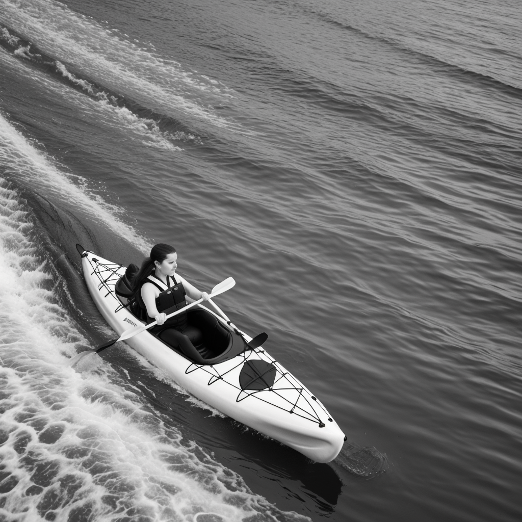 Kayak on River: Line Art Coloring Book Style