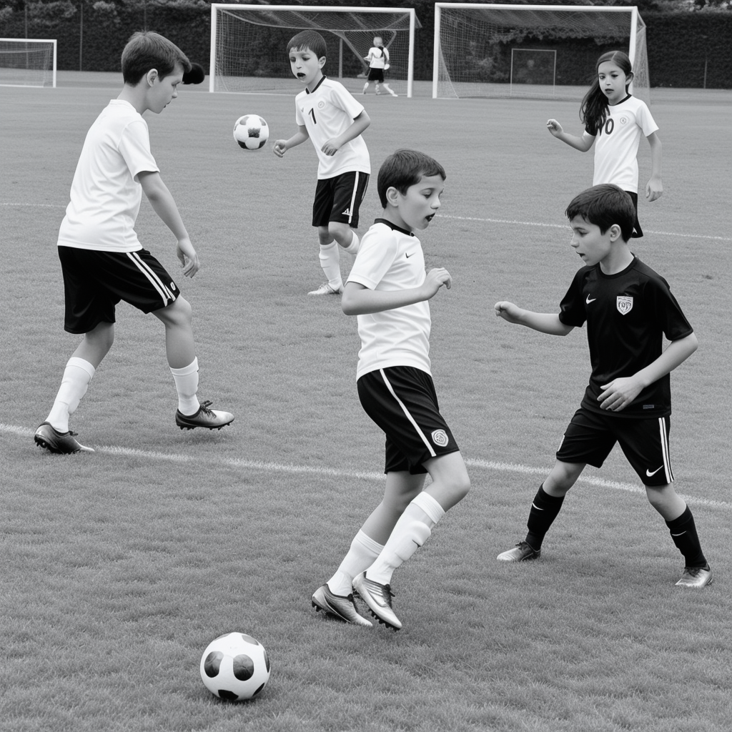 Kids Enjoy Soccer Fun with Simple Line Art Coloring