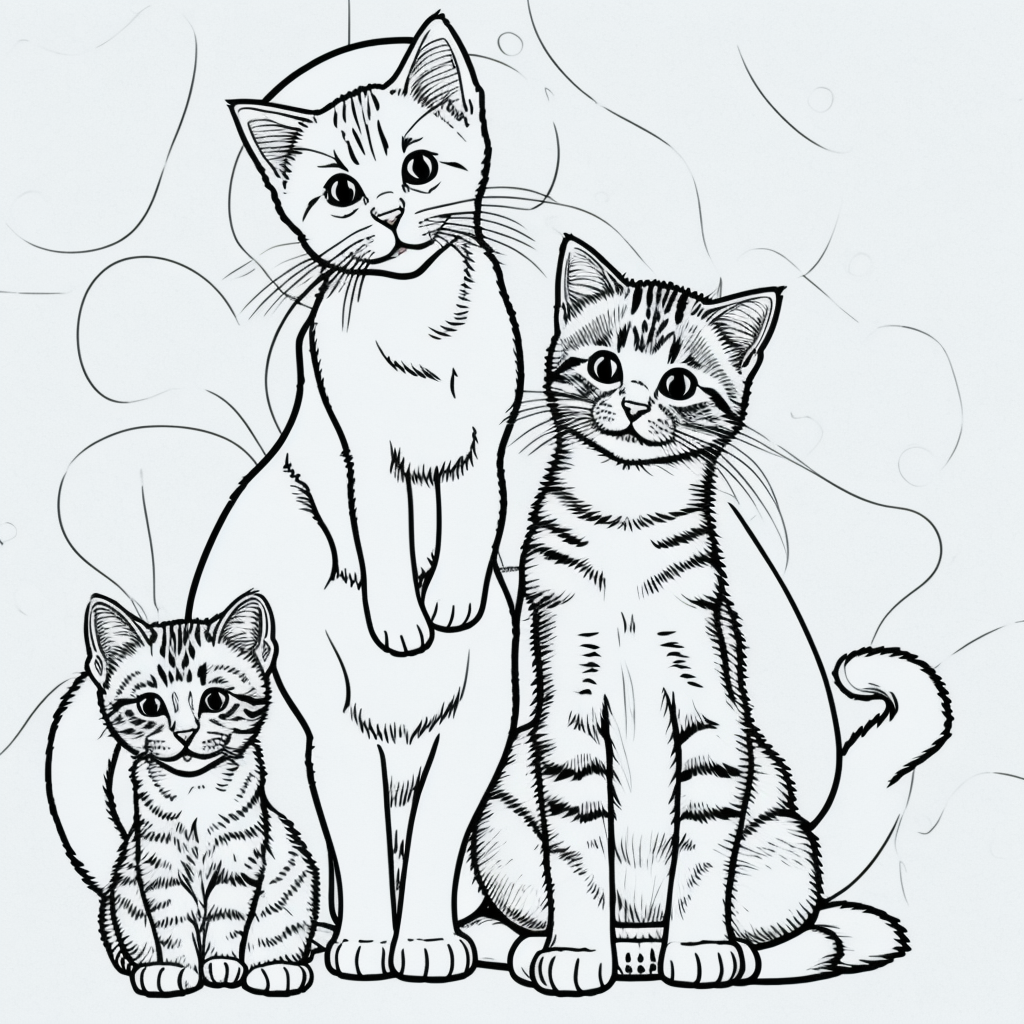 Adorable Kitten and Puppy Line Art for Coloring Fun