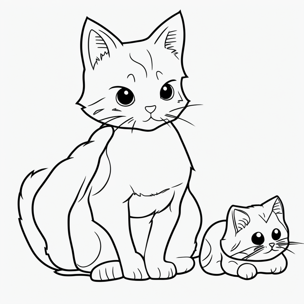 Create Cute Kitten Cartoon Line Art for Coloring Fun