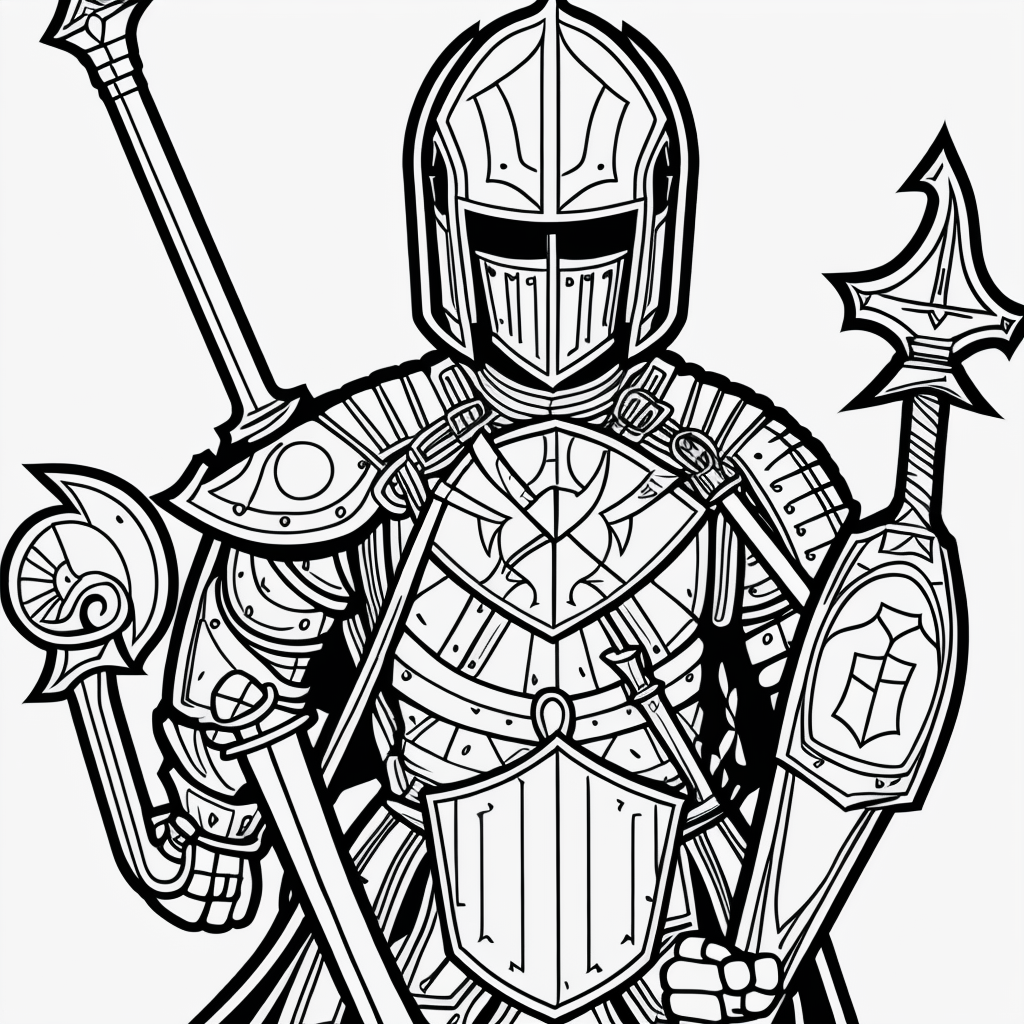 Create Stunning Knight Line Art: Coloring Book Style