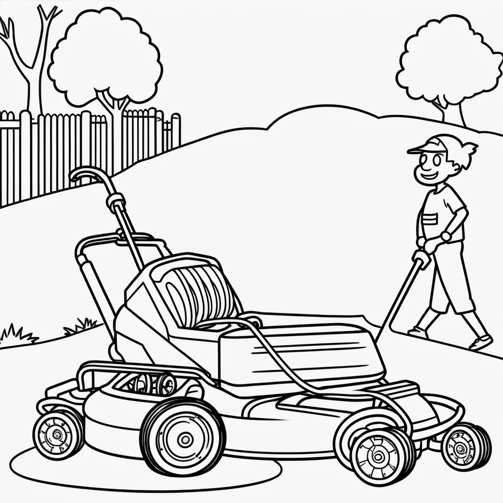 Explore Creative Lawn Mower Cartoon Line Art Designs