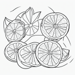 Simple black and white lemon cartoon line art with clean outlines designed for coloring book enthusiasts seeking creative expression.