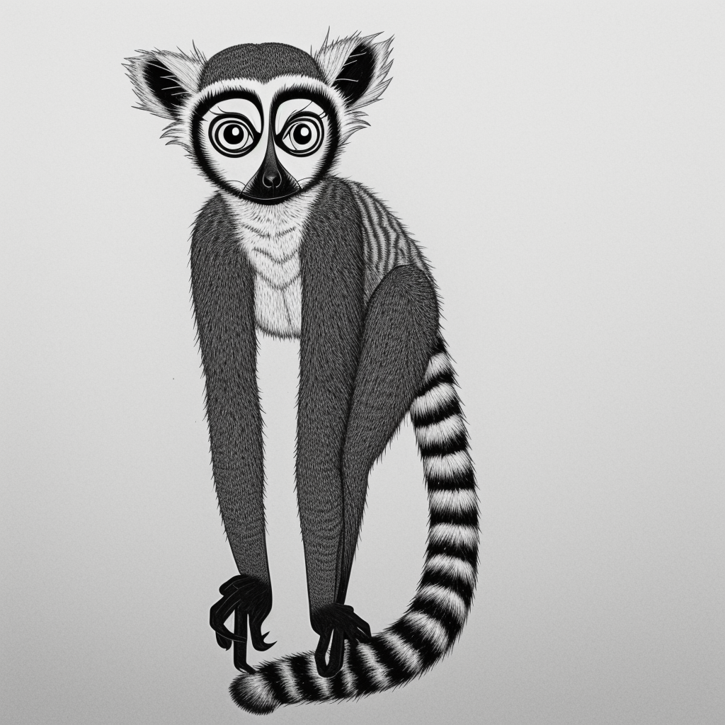 Lemur Cartoon Line Art for Coloring Book Fun