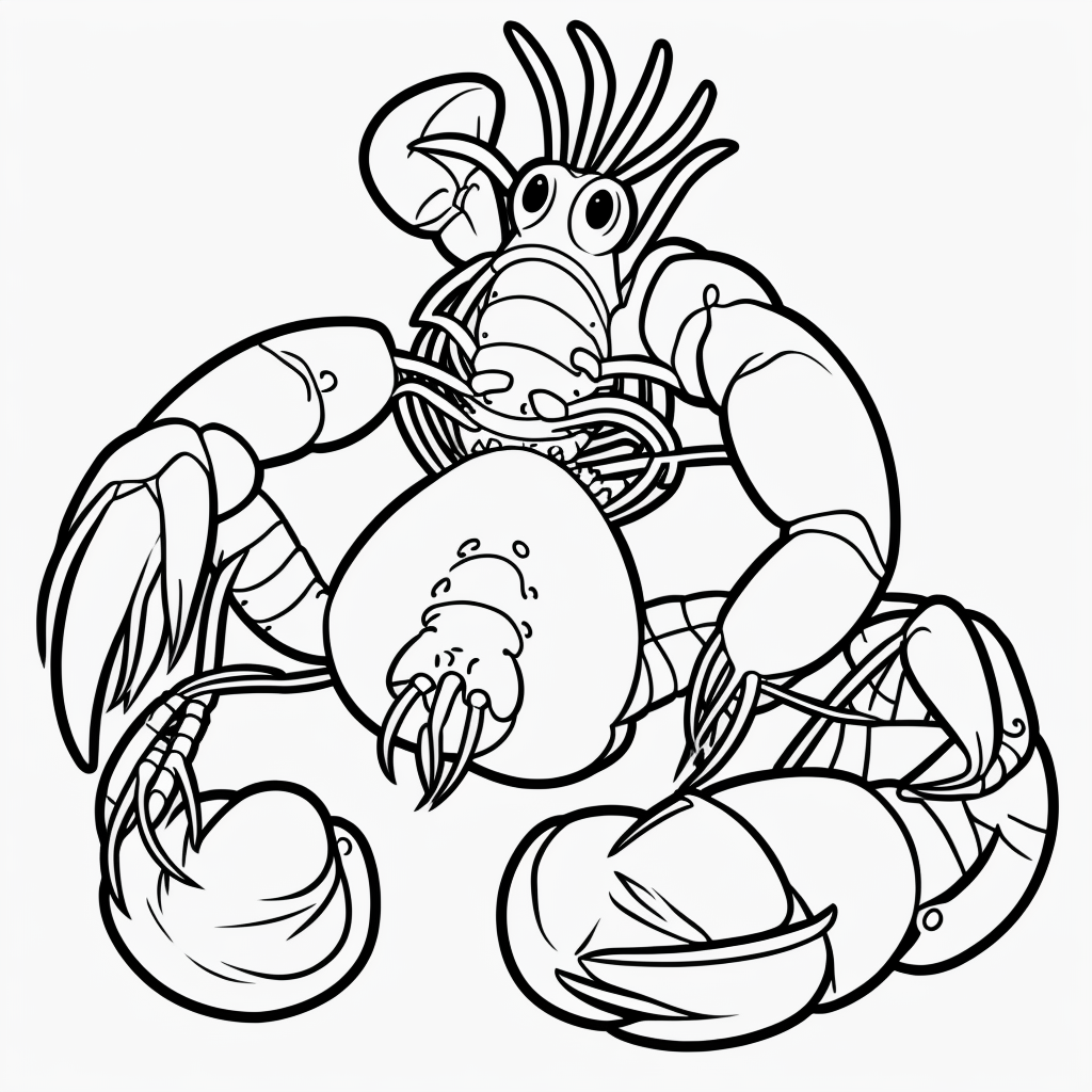 Explore Lobster Cartoon Coloring Art with Simple Outlines