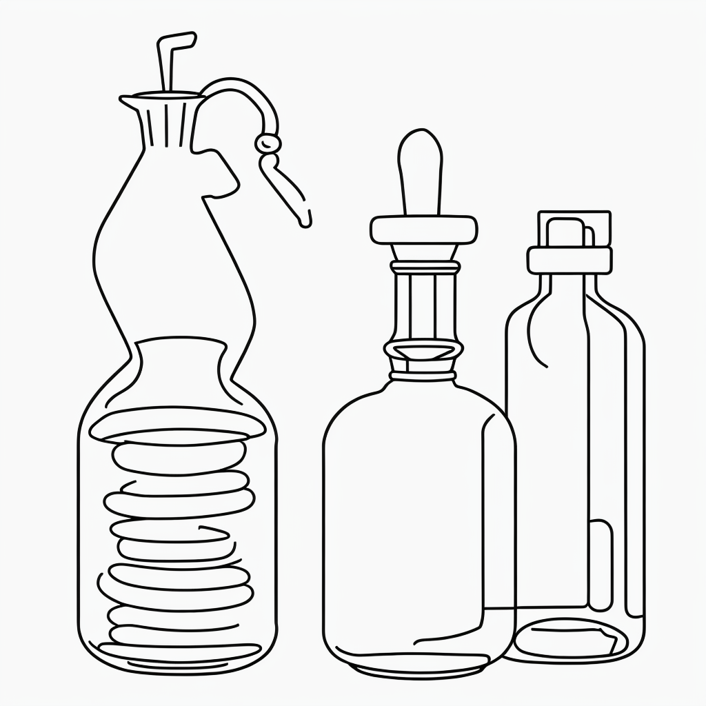 Explore Magic Potion Bottle and Spellbook Line Art