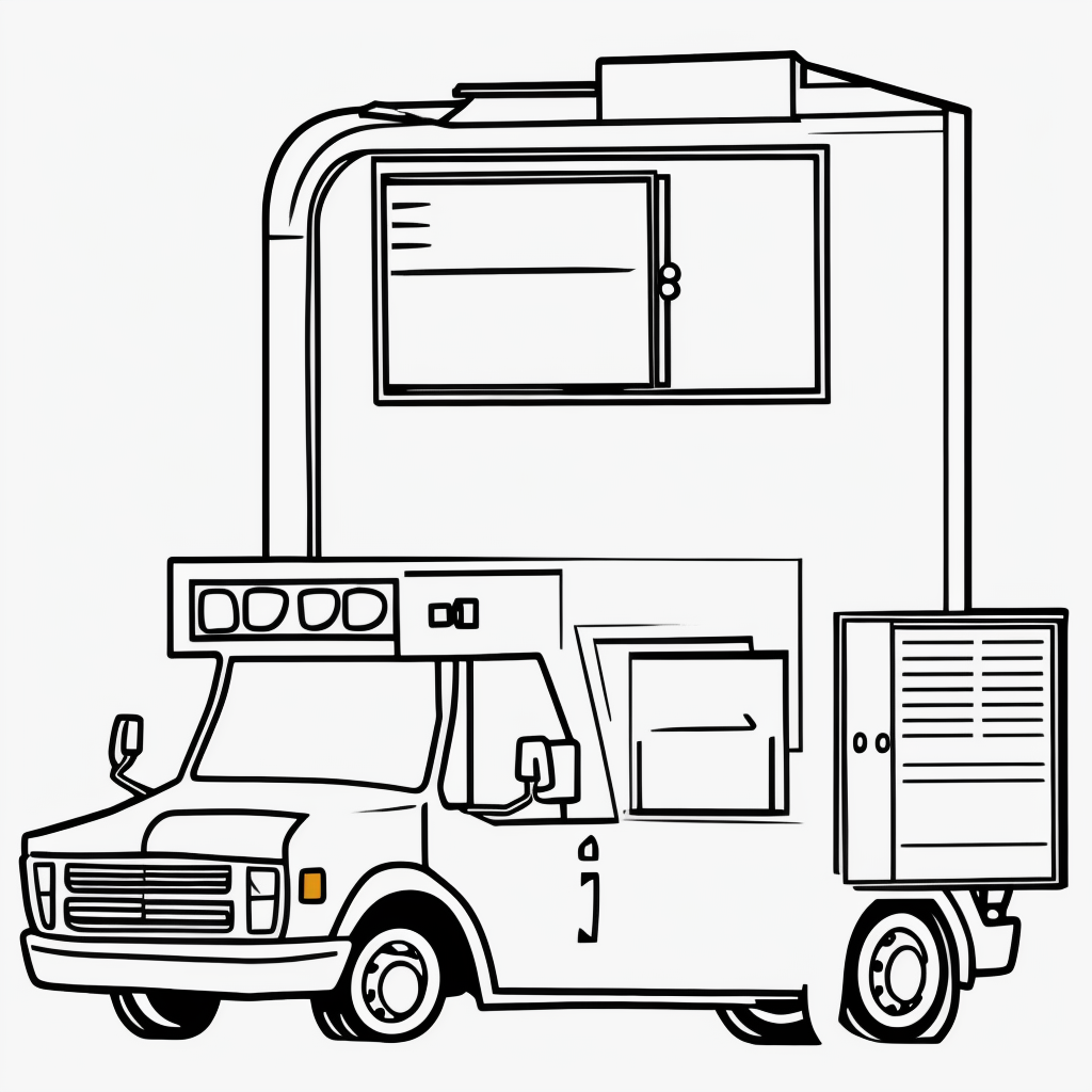 Coloring Book Mail Truck: Simple Black & White Art