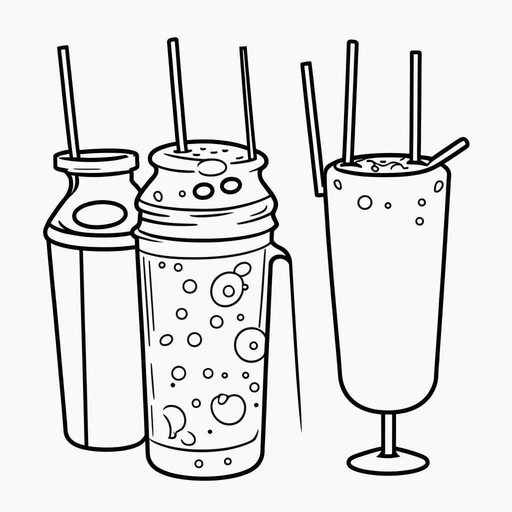 Explore Milkshake Cartoon Line Art for Coloring Fun