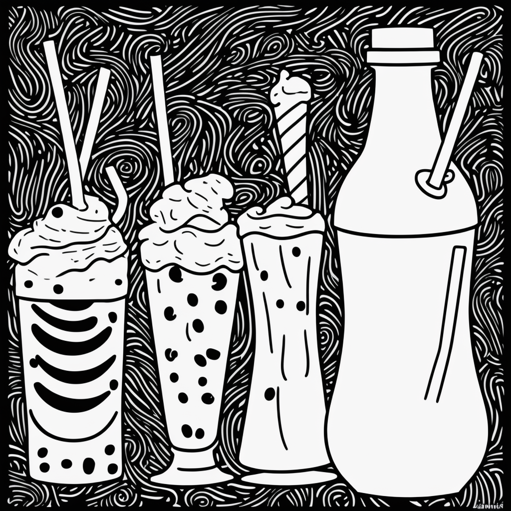 Explore Milkshake Cartoon Line Art for Coloring Fun