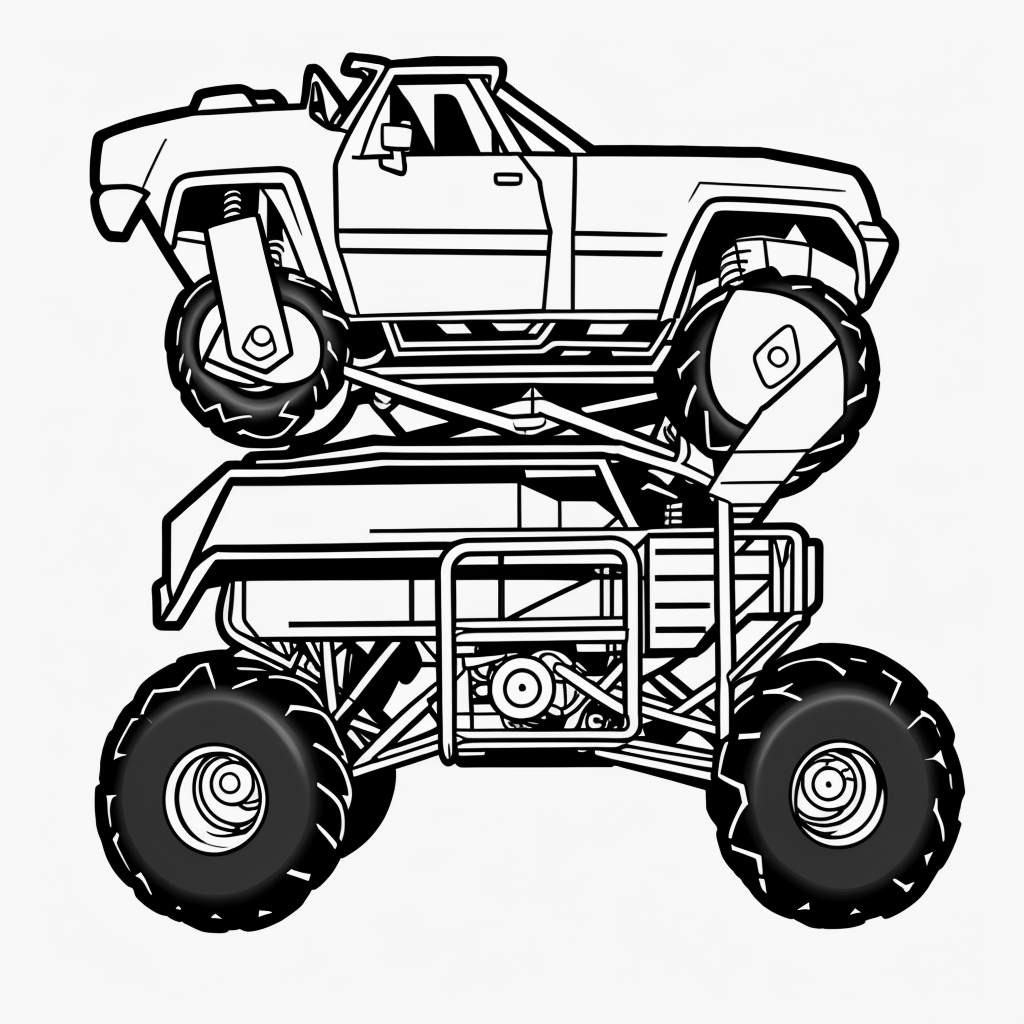 Explore Monster Truck Line Art for Coloring Fun