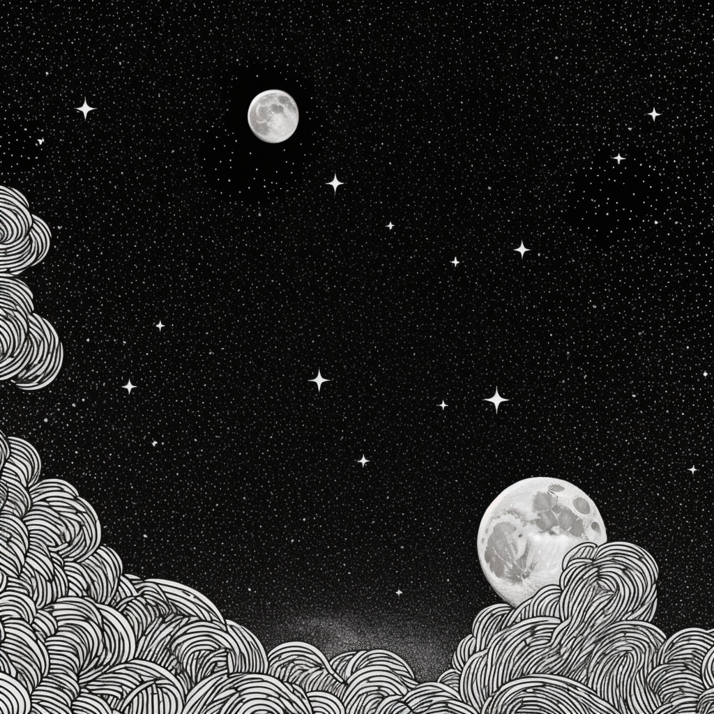 Moon and Stars Outline Art for Coloring Books