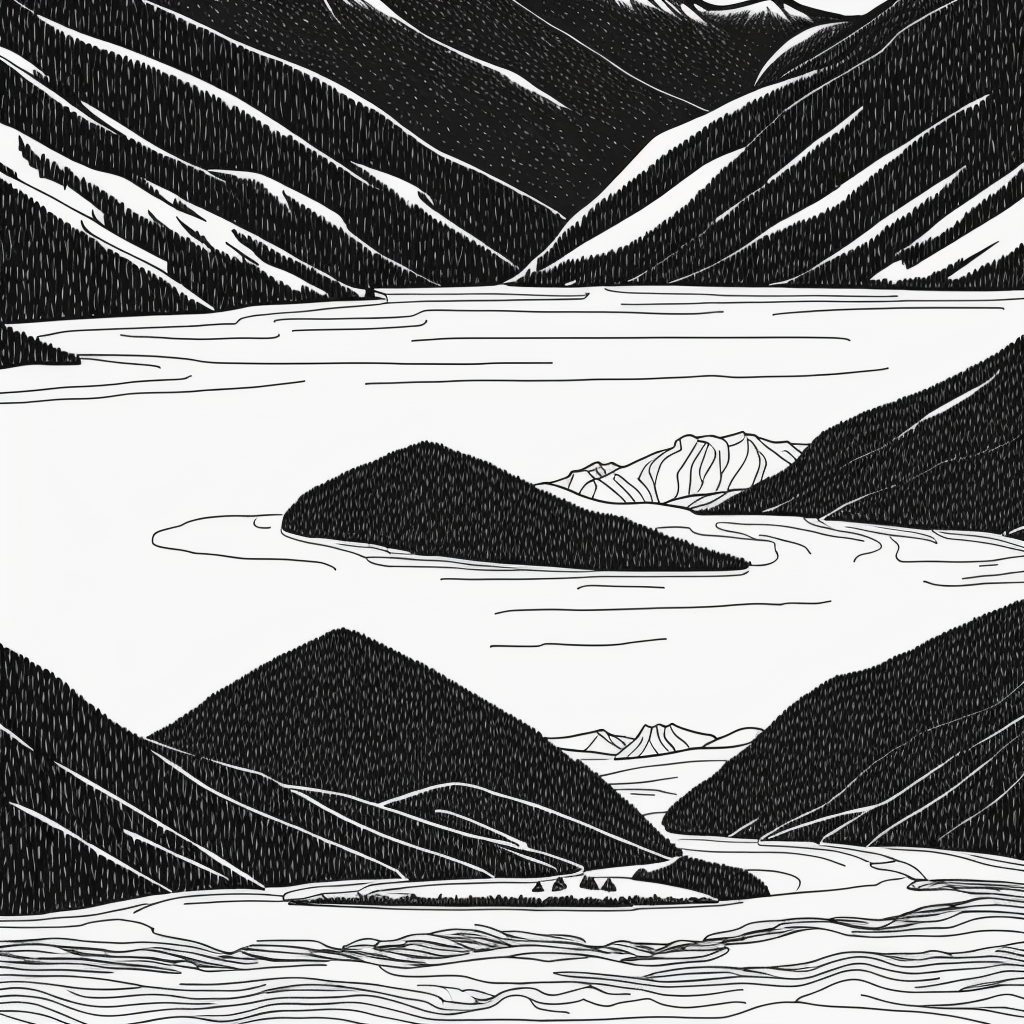 Explore Stunning Mountain and River Line Art
