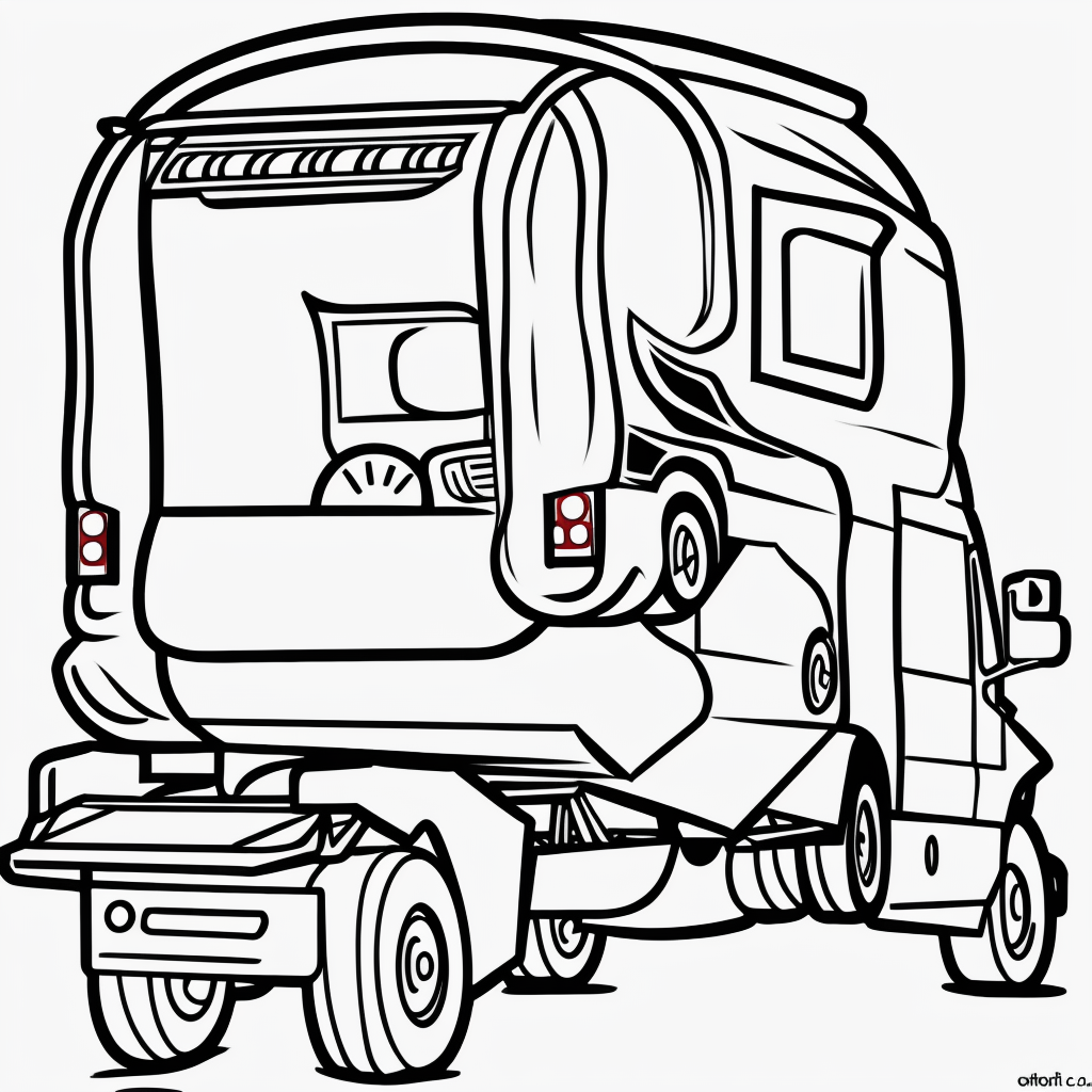 Explore Moving Truck Cartoon Line Art for Coloring Fun