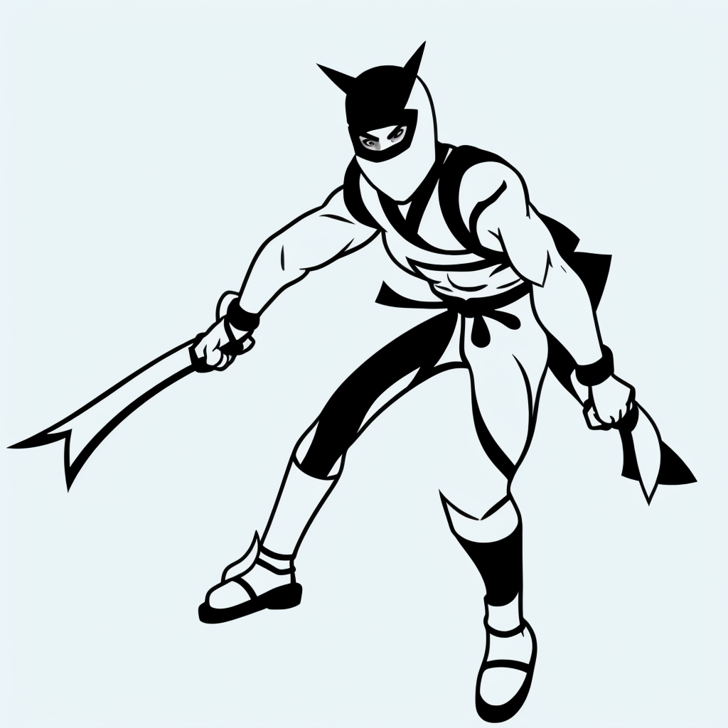 Explore Ninja Cartoon Line Art for Coloring Fun