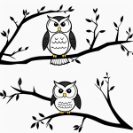 Simple owl line art with clean outlines, perfect for black and white coloring book enthusiasts seeking a relaxing, creative activity without shading or gradients.