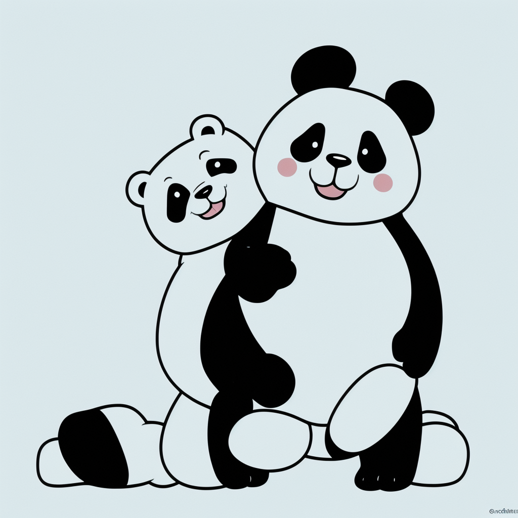 Panda Cartoon Line Art for Coloring Enthusiasts