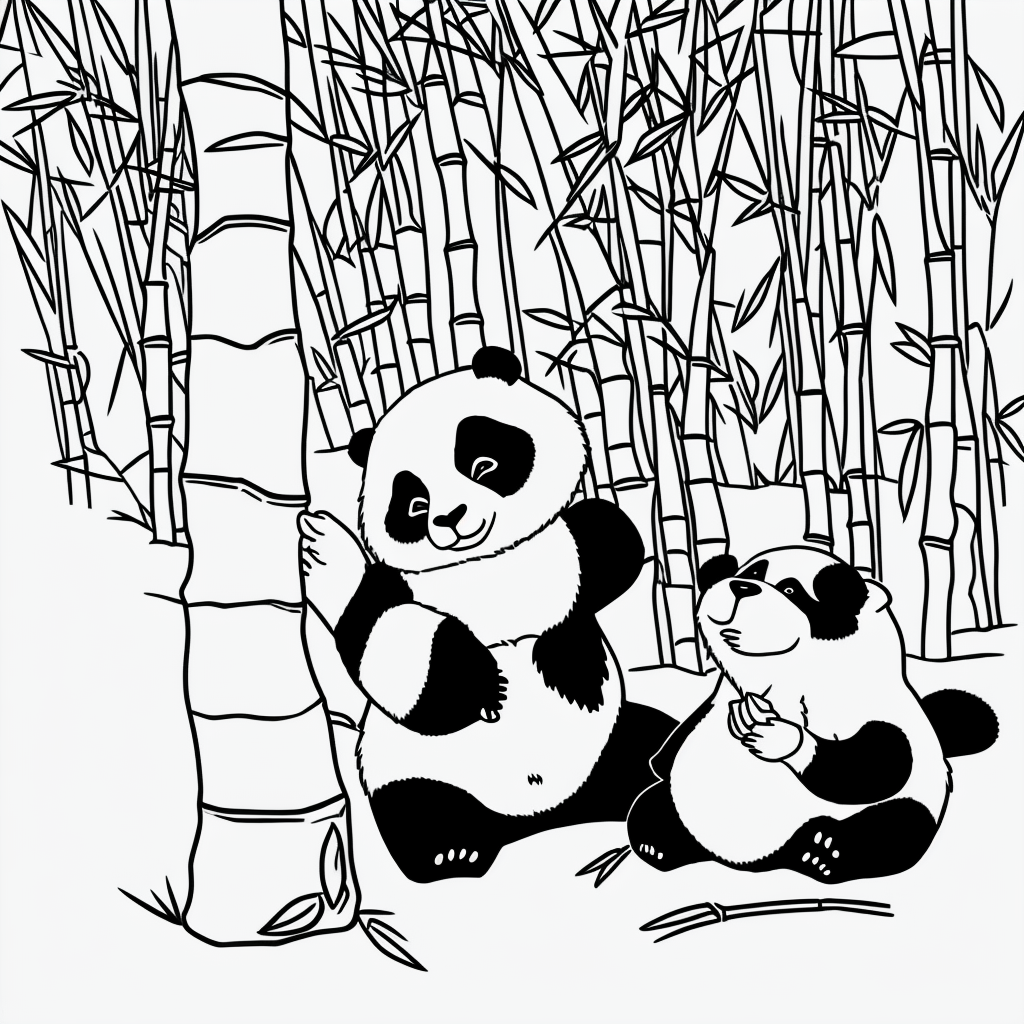 Panda Coloring Page: Simple Black and White Outlines