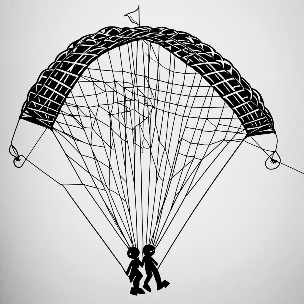 Explore Parachute Cartoon Line Art for Coloring Fun