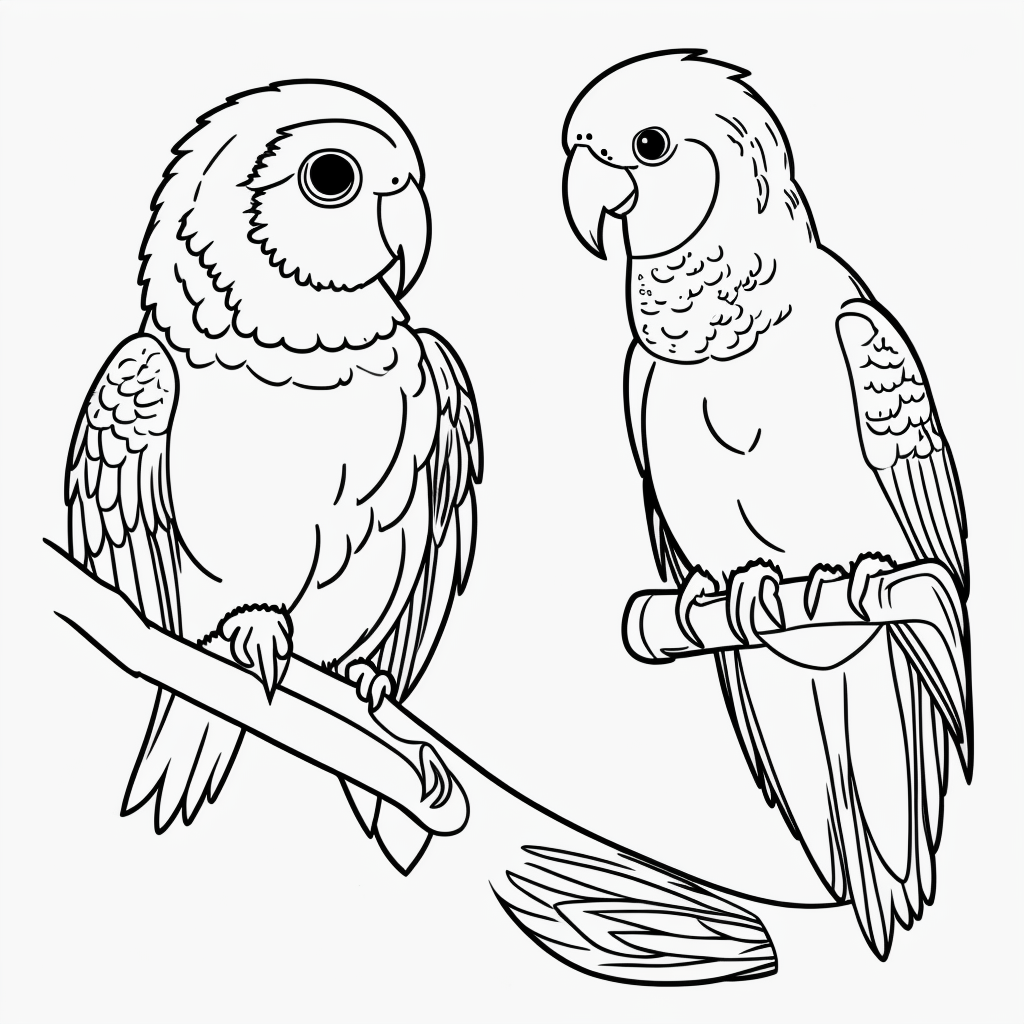 Create Stunning Parakeet Cartoon Line Art for Coloring