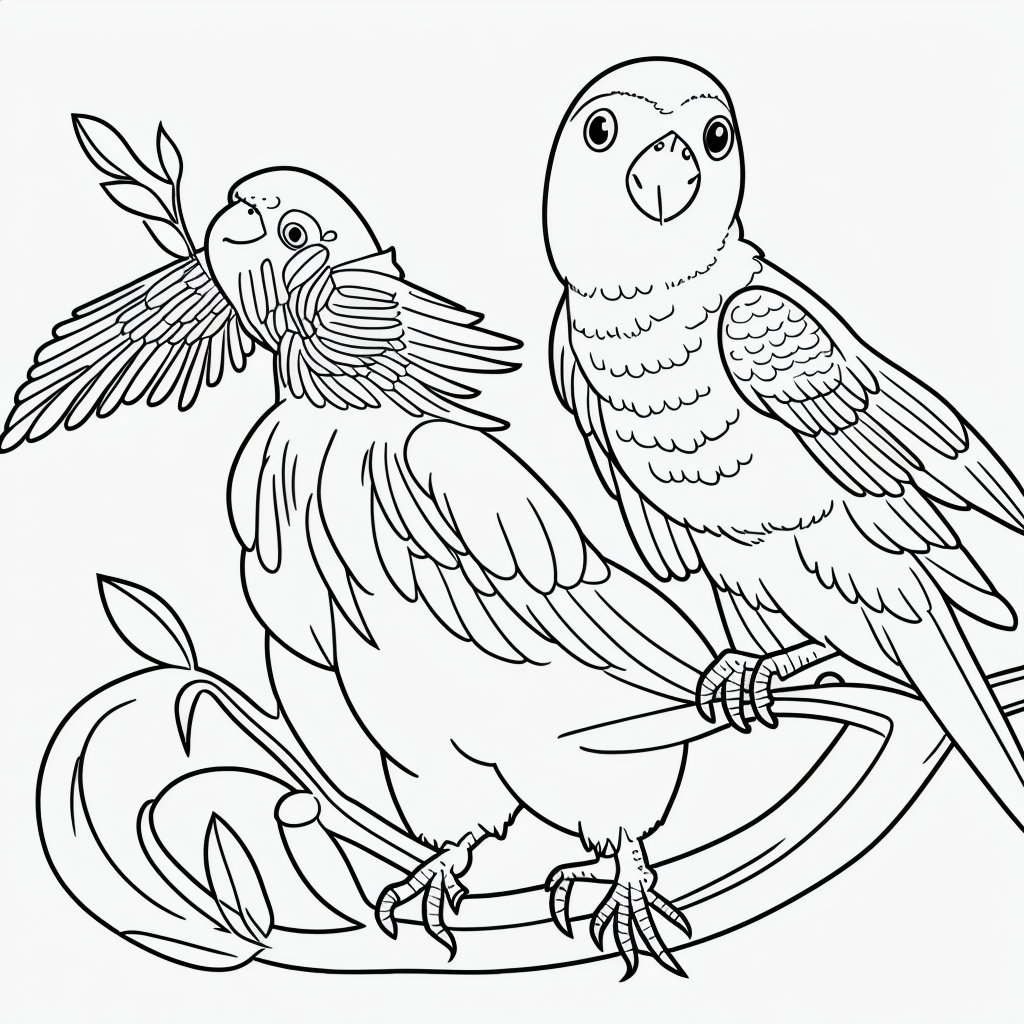 Explore Black and White Parakeet Line Art for Coloring