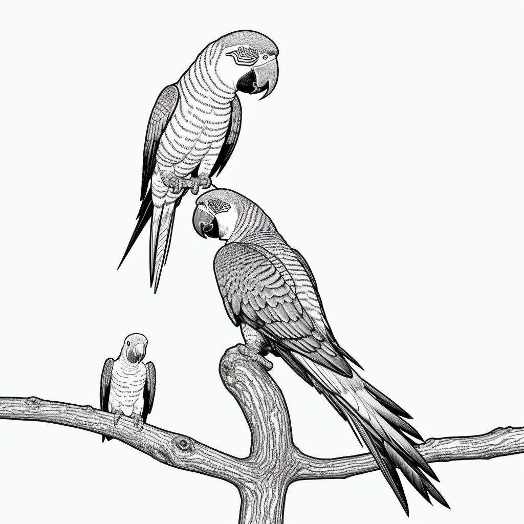 Parrot Line Art: Simple Outlines for Coloring Fun