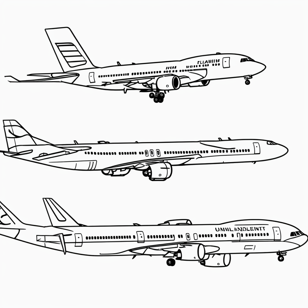 Passenger Airplane Line Art: Coloring Book Inspiration