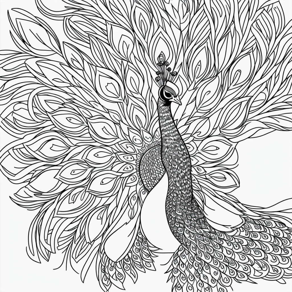 Explore Stunning Peacock Line Art for Coloring Fun