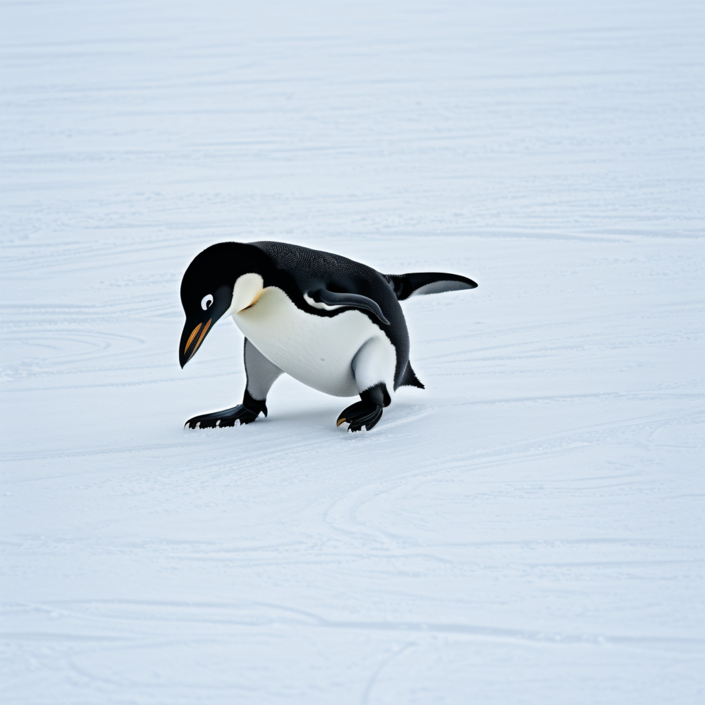 Penguin Sliding on Ice: A Coloring Book Delight