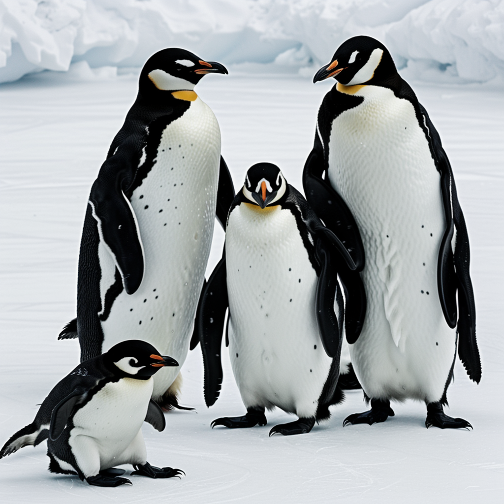 Penguins on Ice: Simple Black and White Line Art Fun