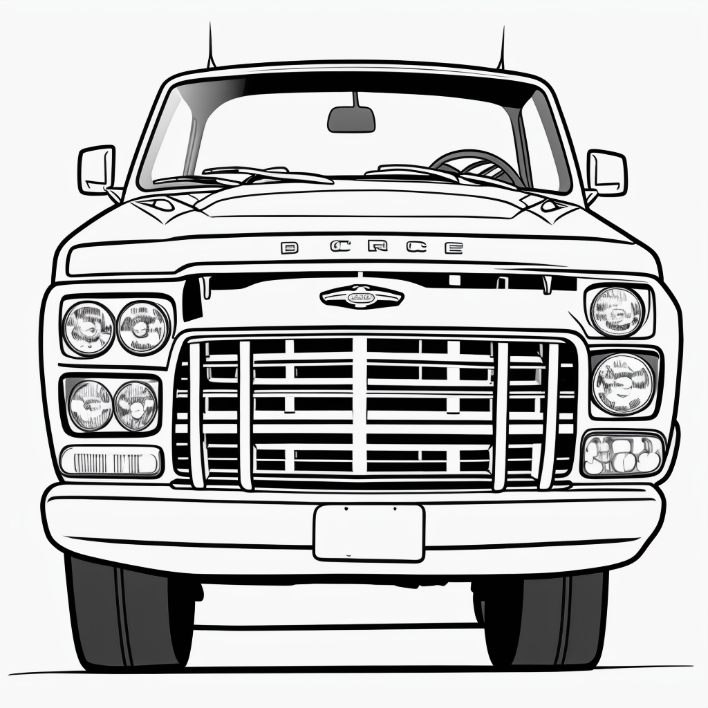 Explore Pickup Truck Cartoon Line Art for Coloring Fun