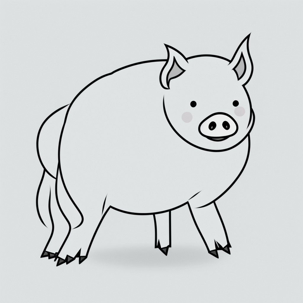 Explore Simple Pig Cartoon Line Art for Coloring Fun
