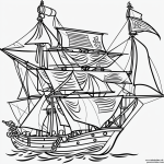 Black and white pirate cartoon line art featuring clean outlines and blank fill areas, designed for creative coloring enthusiasts.