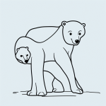 Simple outline of a polar bear cartoon, perfect for coloring books, featuring clean lines and uncolored spaces against a white background.