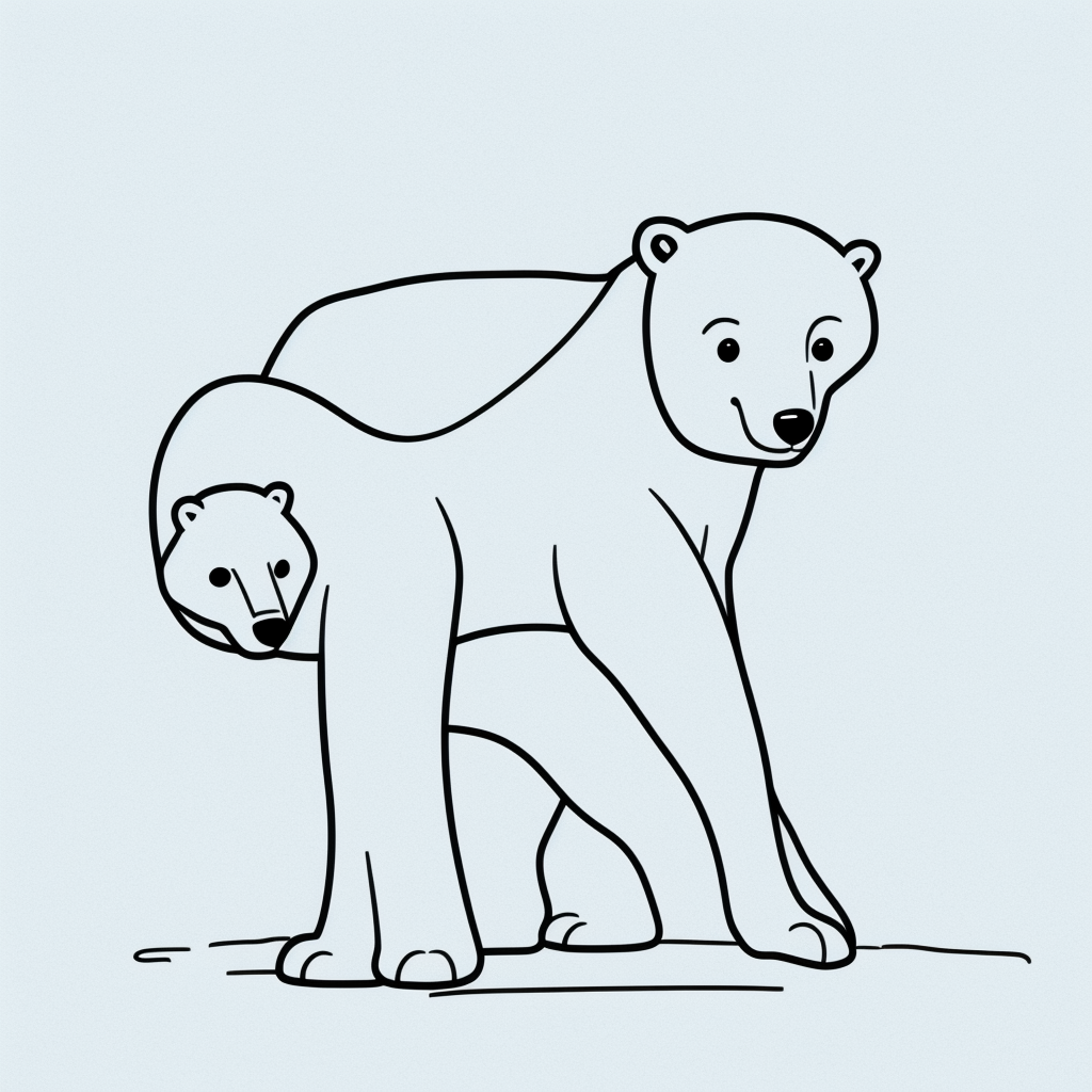 Explore Polar Bear Cartoon Line Art for Coloring Fun